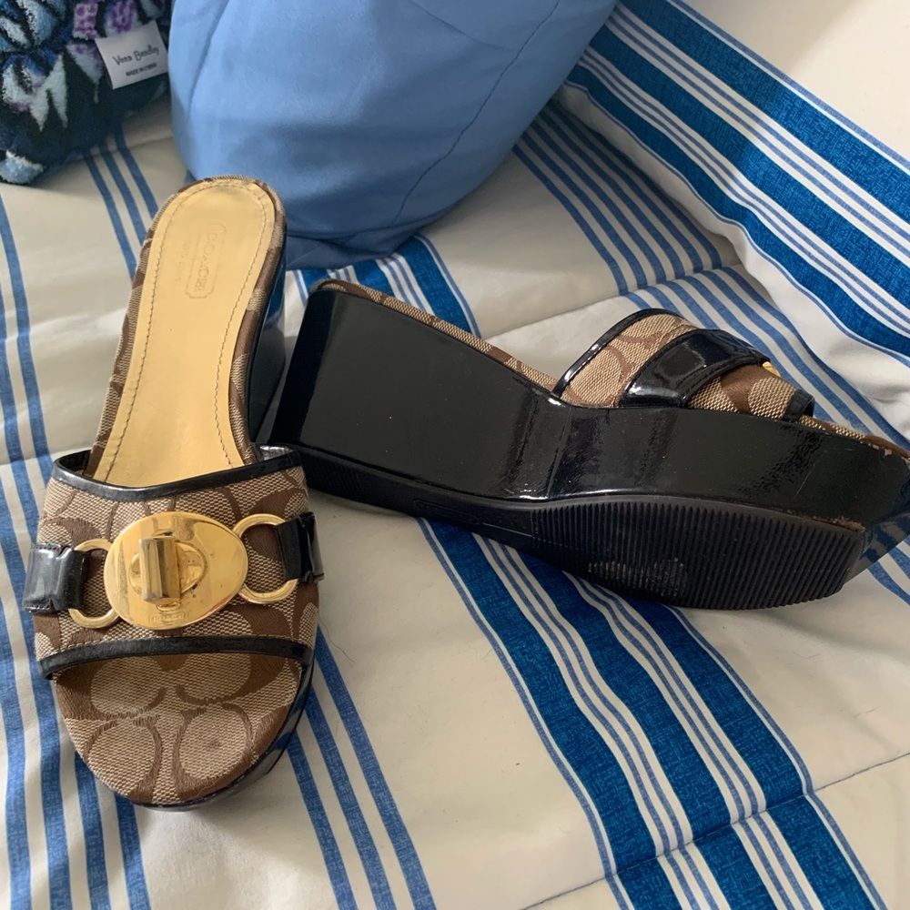 Coach slip on wedge sandal